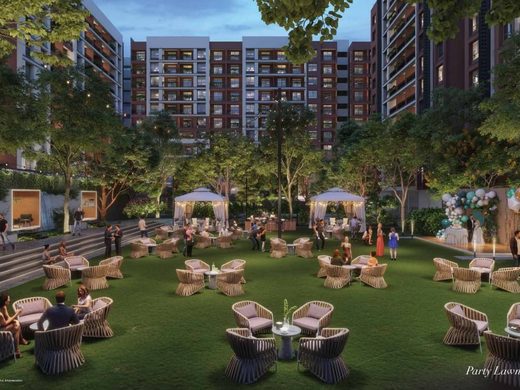 Party lawn in the evening